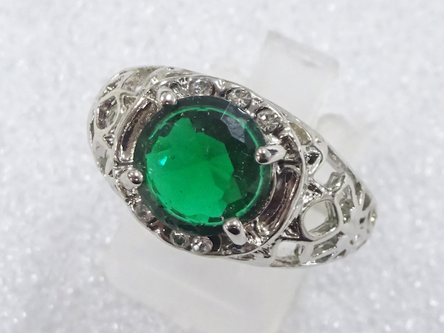 JAPANESE KIMONO / ANTIQUE COLORED STONE RING (SIZE 20.5)